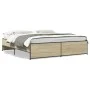 Engineered wood metal bed frame Sonoma oak 180x200 cm by vidaXL, Beds and slatted bases - Ref: Foro24-3279873, Price: 149,35 ...