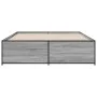 Sonoma gray metal engineered wood bed frame 140x200 cm by vidaXL, Beds and slatted bases - Ref: Foro24-3279890, Price: 142,26...