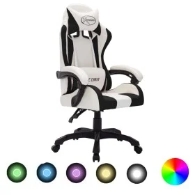 Gaming-Stuhl mit RGB-LED-Lichtern aus schwarzem und weißem Kunstleder von vidaXL, Bürostühle - Ref: Foro24-288005, Preis: 206...