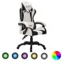 Silla gaming con luces LED RGB cuero sintético blanco y negro de vidaXL, Sillas de oficina - Ref: Foro24-288005, Precio: 198,...