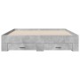 Concrete gray engineered wood bed with drawers 140x200 cm by vidaXL, Beds and slatted bases - Ref: Foro24-3280387, Price: 162...