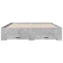 Concrete gray engineered wood bed with drawers 140x200 cm by vidaXL, Beds and slatted bases - Ref: Foro24-3280387, Price: 163...