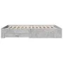 Concrete gray engineered wood bed with drawers 140x200 cm by vidaXL, Beds and slatted bases - Ref: Foro24-3280387, Price: 163...
