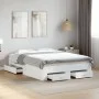 White engineered wood bed with drawers 140x190 cm by vidaXL, Beds and slatted bases - Ref: Foro24-3280398, Price: 183,36 €, D...