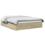 Bett aus Sonoma-Eichenholzwerkstoff mit Schubladen, 160 x 200 cm von vidaXL, Betten und Lattenroste - Ref: Foro24-3280372, Pr...