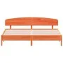 Bed frame with wax brown pine wood headboard 180x200 cm by vidaXL, Beds and slatted bases - Ref: Foro24-3207200, Price: 209,4...