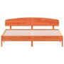 Estructura cama con cabecero madera pino marrón cera 180x200 cm