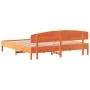 Bed frame with wax brown pine wood headboard 180x200 cm by vidaXL, Beds and slatted bases - Ref: Foro24-3207200, Price: 209,4...