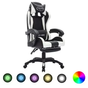 Gaming-Stuhl mit RGB-LED-Lichtern aus schwarzem und weißem Kunstleder von vidaXL, Bürostühle - Ref: Foro24-288011, Preis: 198...
