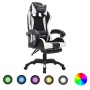 Silla gaming con luces LED RGB cuero sintético blanco y negro de vidaXL, Sillas de oficina - Ref: Foro24-288011, Precio: 209,...