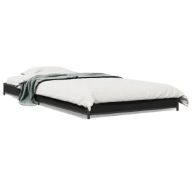 Estructura de cama madera de ingeniería y metal negro 90x200 cm de vidaXL, Camas y somieres - Ref: Foro24-845176, Precio: 70,...