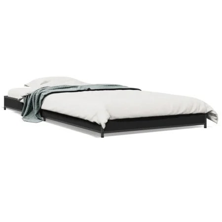 Estructura de cama madera de ingeniería y metal negro 90x200 cm de vidaXL, Camas y somieres - Ref: Foro24-845176, Precio: 71,...