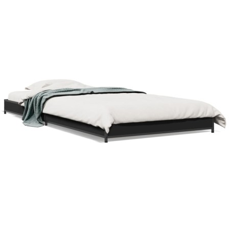 Estructura de cama madera de ingeniería y metal negra 90x190 cm de vidaXL, Camas y somieres - Ref: Foro24-845181, Precio: 70,...