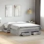 Concrete gray engineered wood bed with drawers 135x190 cm by vidaXL, Beds and slatted bases - Ref: Foro24-3280408, Price: 183...