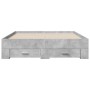 Cama con cajones madera ingeniería gris hormigón 135x190 cm de vidaXL, Camas y somieres - Ref: Foro24-3280408, Precio: 189,80 €