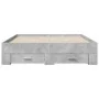 Concrete gray engineered wood bed with drawers 135x190 cm by vidaXL, Beds and slatted bases - Ref: Foro24-3280408, Price: 183...
