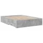 Concrete gray engineered wood bed with drawers 120x190 cm by vidaXL, Beds and slatted bases - Ref: Foro24-3280415, Price: 153...