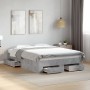 Concrete gray engineered wood bed with drawers 120x190 cm by vidaXL, Beds and slatted bases - Ref: Foro24-3280415, Price: 154...