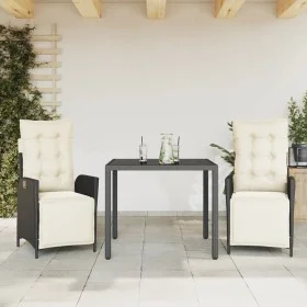 Set comedor de jardín 3 pzas con cojines ratán sintético negro by vidaXL, Garden sets - Ref: Foro24-3213314, Price: 364,22 €,...