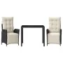Set comedor de jardín 3 pzas con cojines ratán sintético negro by vidaXL, Garden sets - Ref: Foro24-3213314, Price: 364,22 €,...