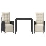 Set comedor de jardín 3 pzas con cojines ratán sintético negro by vidaXL, Garden sets - Ref: Foro24-3213314, Price: 331,42 €,...