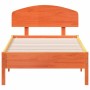Bed frame with wax brown pine wood headboard 90x190 cm by vidaXL, Beds and slatted bases - Ref: Foro24-3207240, Price: 144,91...