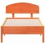 Bed frame with wax brown pine wood headboard 90x190 cm by vidaXL, Beds and slatted bases - Ref: Foro24-3207240, Price: 142,79...