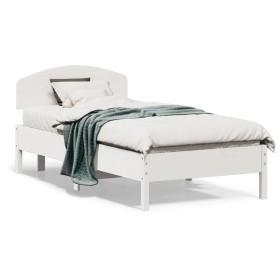 Estructura de cama con cabecero madera pino blanco 75x190 cm