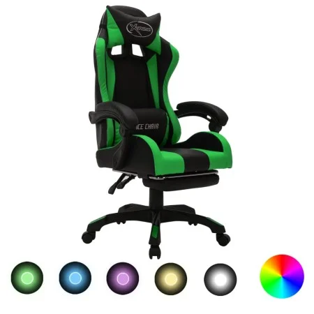 Gaming chair with RGB LED lights green and black synthetic leather by vidaXL, Office chairs - Ref: Foro24-288009, Price: 188,...