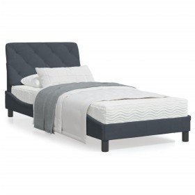 Estructura de cama con luz LED terciopelo gris oscuro 90x190 cm