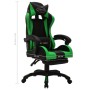 Silla gaming con luces LED RGB cuero sintético verde y negro de vidaXL, Sillas de oficina - Ref: Foro24-288009, Precio: 198,2...