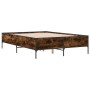 Estructura cama madera ingeniería metal roble ahumado 120x200cm de vidaXL, Camas y somieres - Ref: Foro24-3279804, Precio: 14...