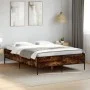 Engineered wood bed frame metal smoked oak 120x190cm by vidaXL, Beds and slatted bases - Ref: Foro24-3279819, Price: 137,15 €...