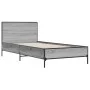 Sonoma gray metal engineered wood bed frame 90x200 cm by vidaXL, Beds and slatted bases - Ref: Foro24-845520, Price: 82,43 €,...