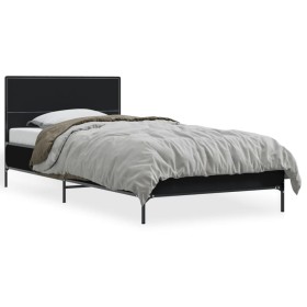 Estructura de cama madera de ingeniería y metal negro 90x200 cm de vidaXL, Camas y somieres - Ref: Foro24-845517, Precio: 82,...