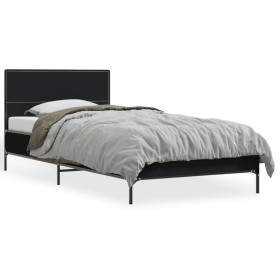Estructura de cama madera de ingeniería y metal negra 75x190 cm de vidaXL, Camas y somieres - Ref: Foro24-845557, Precio: 94,...