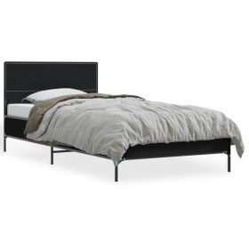 Estructura de cama madera ingeniería y metal negro 100x200 cm de vidaXL, Camas y somieres - Ref: Foro24-845522, Precio: 84,60...