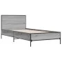 Sonoma-graues Metall-Holzwerkstoff-Bettgestell, 75 x 190 cm von vidaXL, Betten und Lattenroste - Ref: Foro24-845560, Preis: 7...