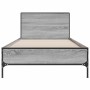 Estructura cama madera ingeniería metal gris Sonoma 75x190 cm de vidaXL, Camas y somieres - Ref: Foro24-845560, Precio: 77,77...