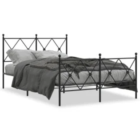 Black metal headboard and footboard bed frame 120x200 cm by vidaXL, Beds and slatted bases - Ref: Foro24-376518, Price: 106,7...