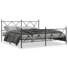 Black metal headboard and footboard bed frame 180x200 cm by vidaXL, Beds and slatted bases - Ref: Foro24-376524, Price: 138,8...
