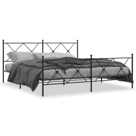 Black metal headboard and footboard bed frame 180x200 cm by vidaXL, Beds and slatted bases - Ref: Foro24-376524, Price: 138,9...