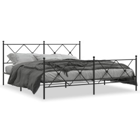 Estructura de cama cabecero y estribo metal negro 180x200 cm