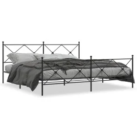 Estructura de cama cabecero y estribo metal negro 193x203 cm de vidaXL, Camas y somieres - Ref: Foro24-376526, Precio: 140,61...