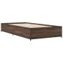 Brown oak metal engineered wood bed frame 90x200 cm by vidaXL, Beds and slatted bases - Ref: Foro24-845115, Price: 72,27 €, D...
