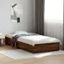 Brown oak metal engineered wood bed frame 90x200 cm by vidaXL, Beds and slatted bases - Ref: Foro24-845115, Price: 72,27 €, D...
