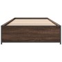 Brown oak metal engineered wood bed frame 90x200 cm by vidaXL, Beds and slatted bases - Ref: Foro24-845115, Price: 73,01 €, D...