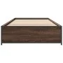 Brown oak metal engineered wood bed frame 90x200 cm by vidaXL, Beds and slatted bases - Ref: Foro24-845115, Price: 72,27 €, D...