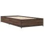 Brown oak metal engineered wood bed frame 90x200 cm by vidaXL, Beds and slatted bases - Ref: Foro24-845115, Price: 72,27 €, D...