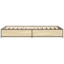 Estructura cama madera ingeniería metal roble Sonoma 75x190 cm de vidaXL, Camas y somieres - Ref: Foro24-845122, Precio: 66,72 €
